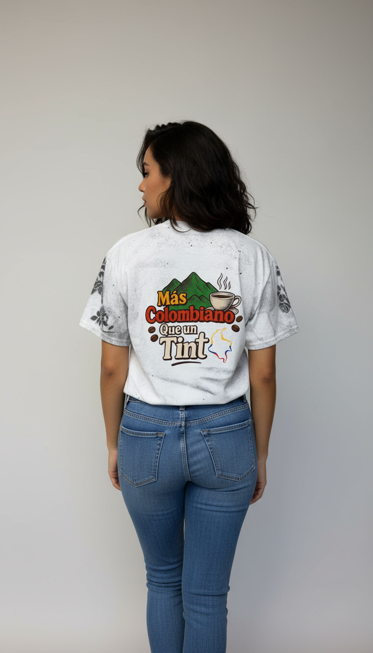 Camiseta Spray Mas Colombiano Que Un Tinto  Mujer