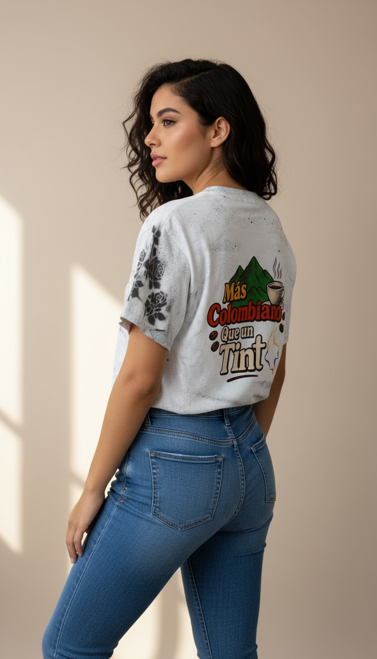 Camiseta Spray Mas Colombiano Que Un Tinto  Mujer